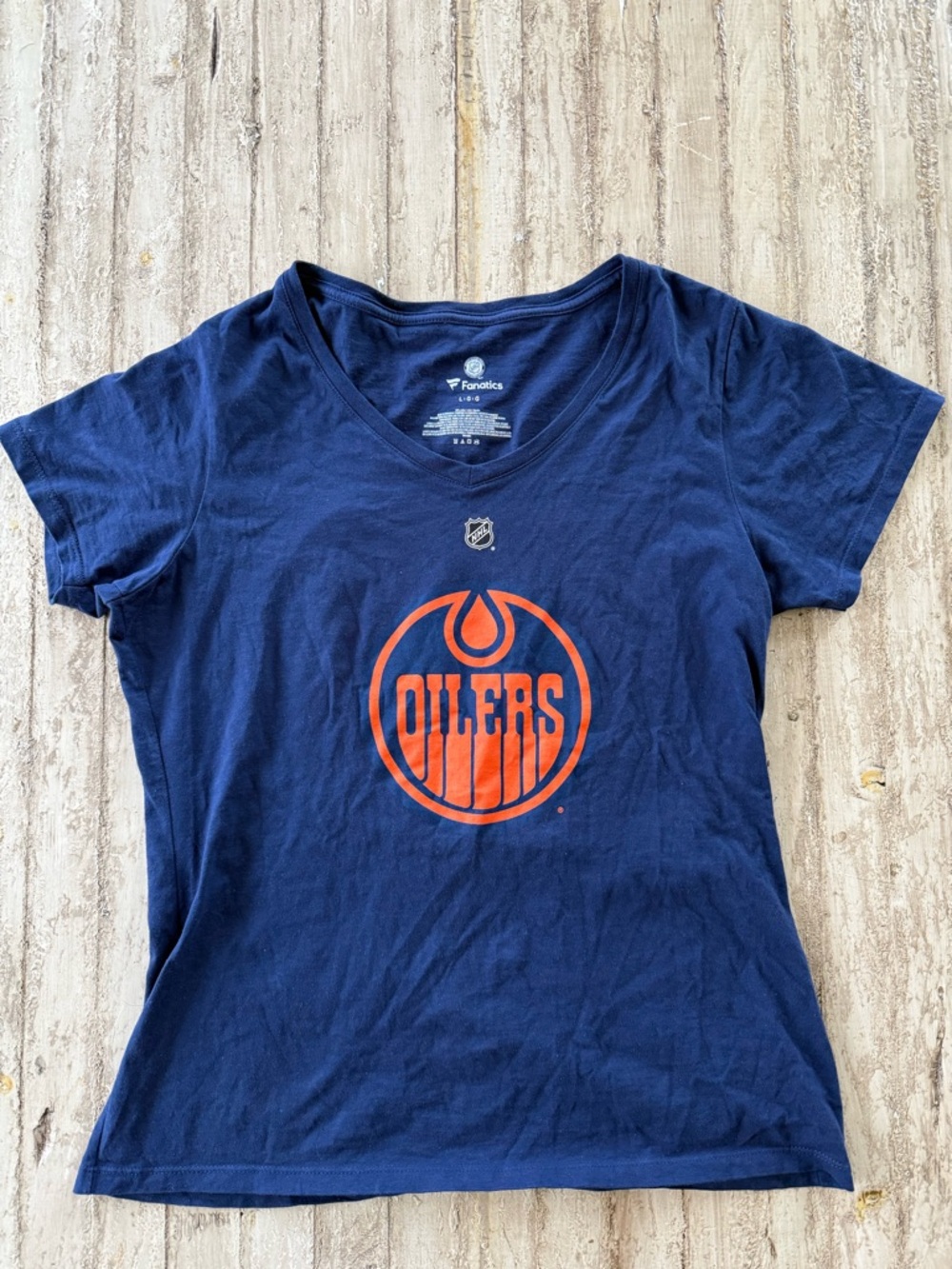 Fanatics Draisaitl 29 Oilers Cotton T-Shirt Navy V-Neck Size L